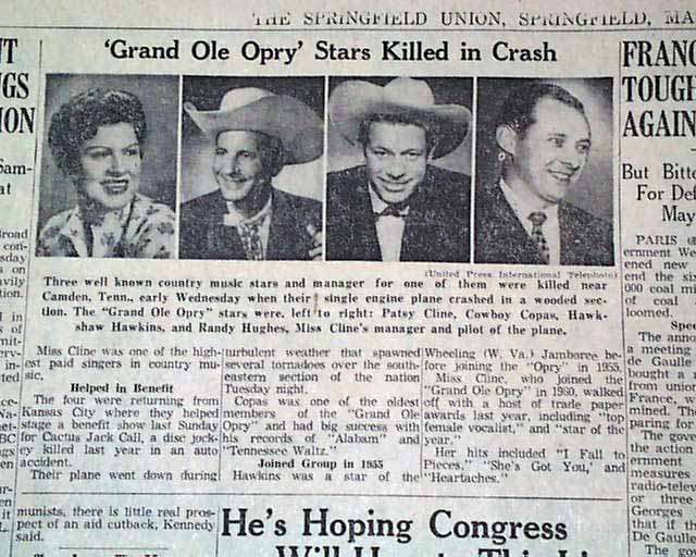 Patsy Cline death in 1963... - RareNewspapers.com