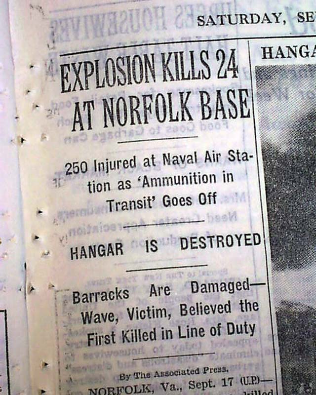 Naval Station Norfolk Explosion Rarenewspapers Com