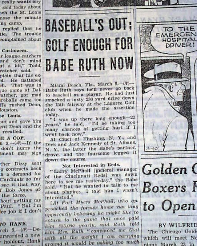 Babe Ruth was offered a chance to play with Cincinnati Reds in 1936