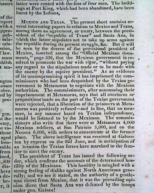 The Texas war for independence... - RareNewspapers.com