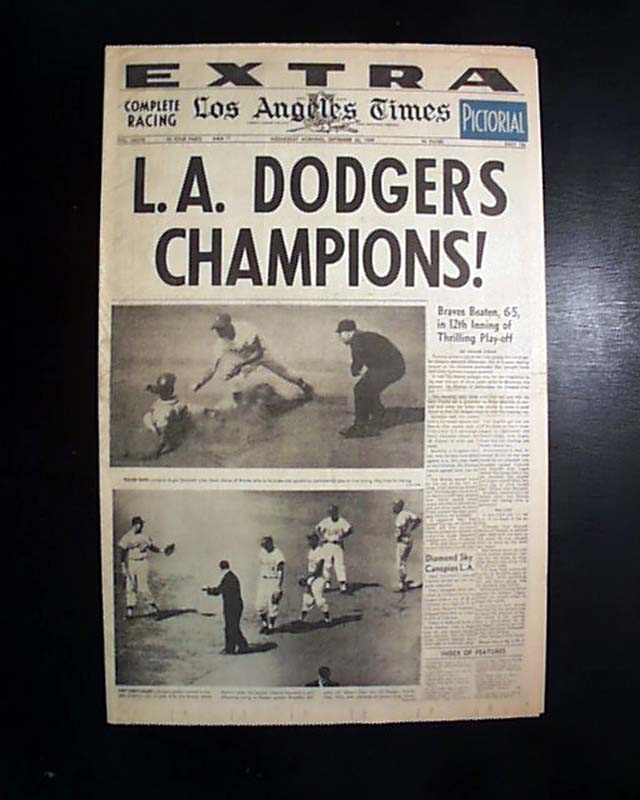 Dodgers Win The National League Pennant... - RareNewspapers.com