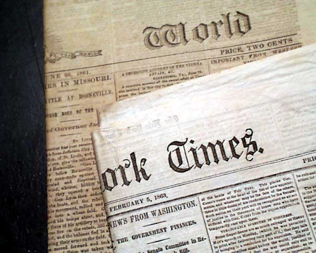Eight New York newspapers from the Civil War...