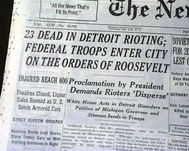 1943 : Detroit Race Riot Continues