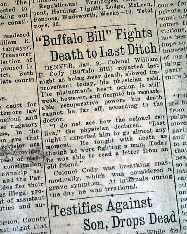 Buffalo Bill Cody close to death...