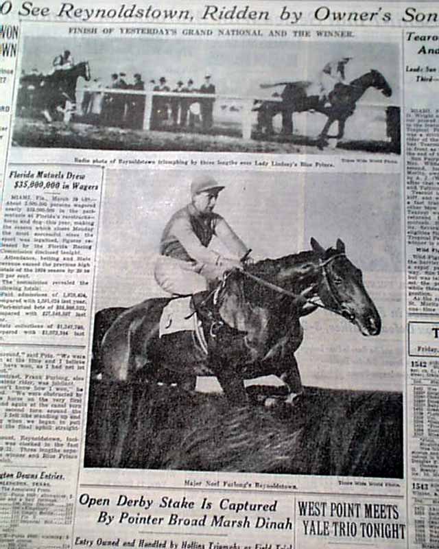 REYNOLDSTOWN Thoroughbred Racehorse win GRAN NATIONAL Horse Race 1935 ...