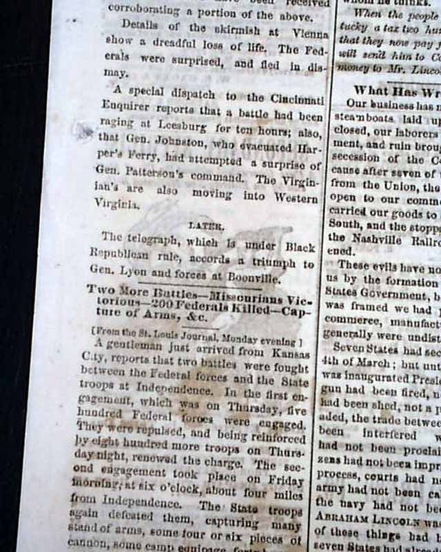 Battle of Boonville, in a Confederate newspaper...