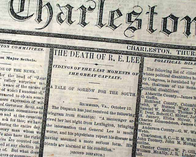Death of Robert E. Lee in a Southern newspaper... 