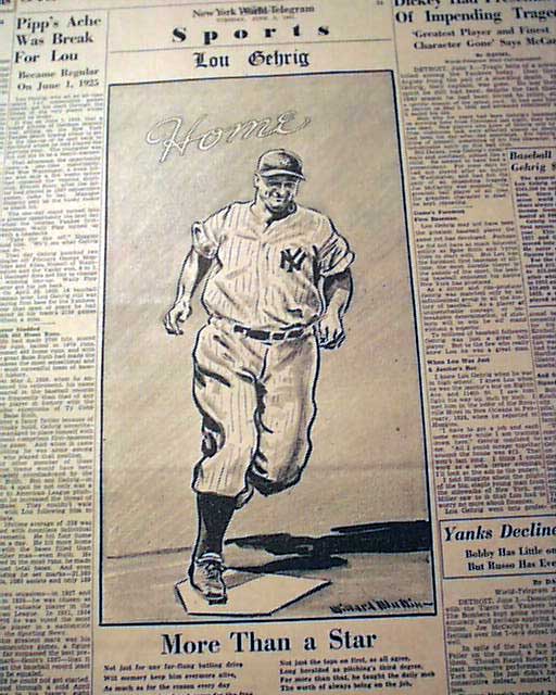 Death of Iron Horse Lou Gehrig 