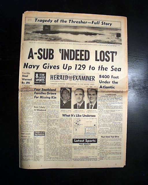 USS Thresher Nuclear Submarine disaster.... - RareNewspapers.com