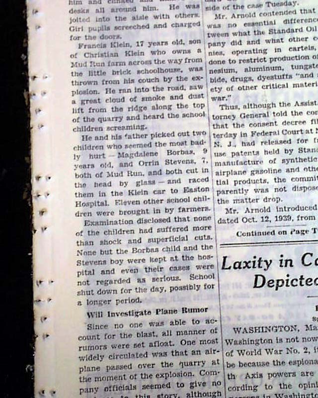 Easton, Pennsylvania quarry explosion disaster...