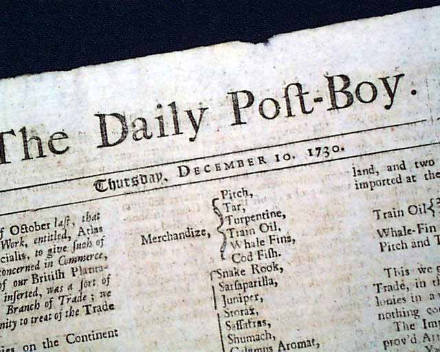 From 1730 ... trade of the British Colonies in America...