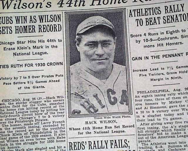 High Pockets Kelly (middle) won the NL home run title in 1921. Hack Wilson  (right) won the NL home run titles in 1926, 1927, 1928 and 1930. :  r/baseball