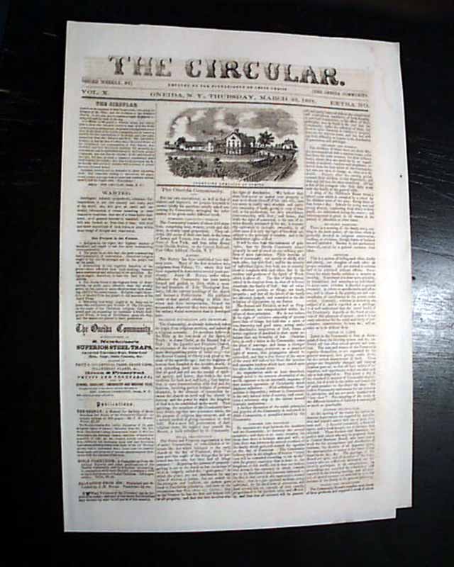 The Oneida Community explains itself... Front page print