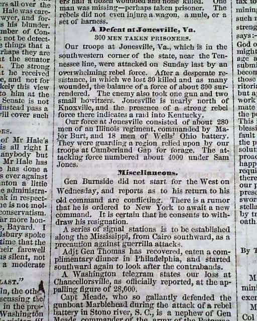 Jonesville VA 1864 Civil War...