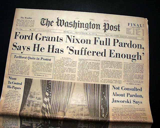 Ford gives Nixon a full pardon... - RareNewspapers.com