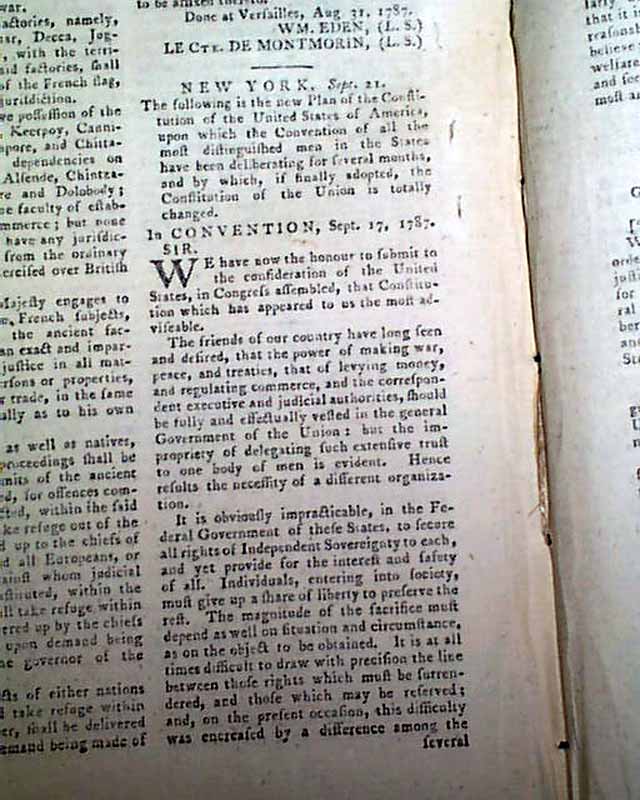 The Constitution Of The United States... A 1787 Printing ...