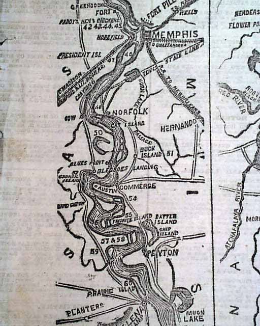 1862 Civil War Map... Memphis, Tennessee - RareNewspapers.com