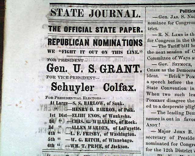 1868 Ulysses S. Grant...