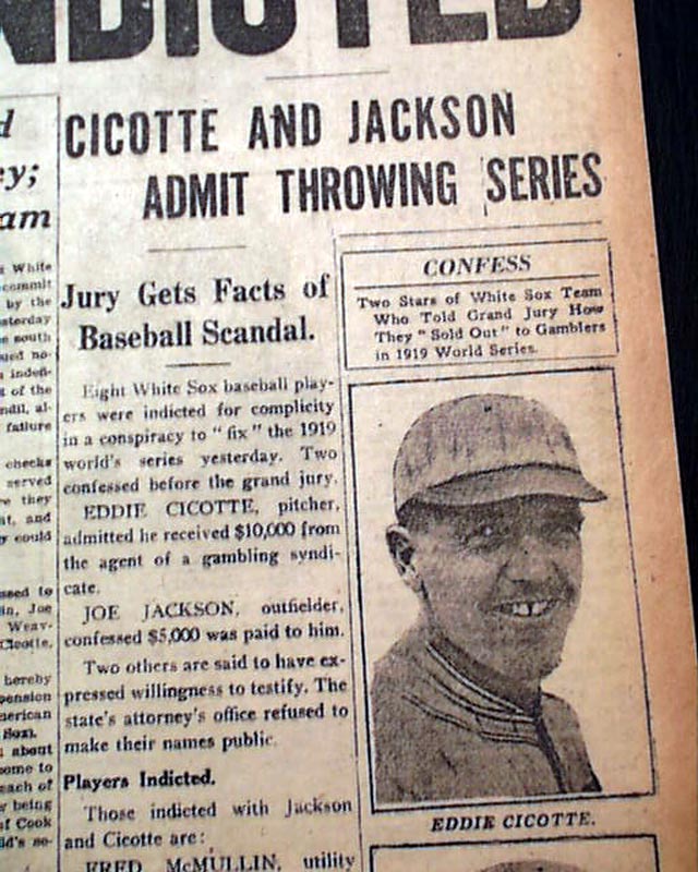 Newspapers.com - As part of the unfolding Black Sox scandal, 8 Chicago  White Sox players were indicted on September 28, 1920, on charges of  throwing the 1919 World Series. The scandal made