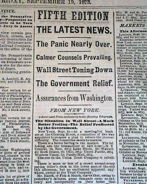 Very Beginning Of The Panic Of 1873 - Rarenewspapers.com