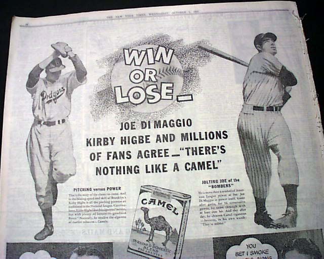 Joe DiMaggio in cigarette advertisement ...