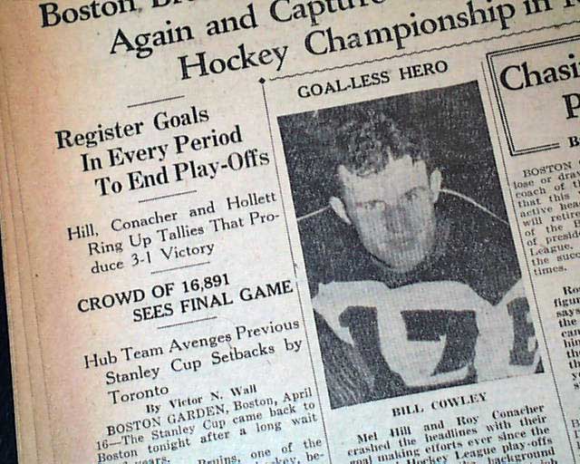 Boston Bruins win 1939 Stanley cup... - RareNewspapers.com