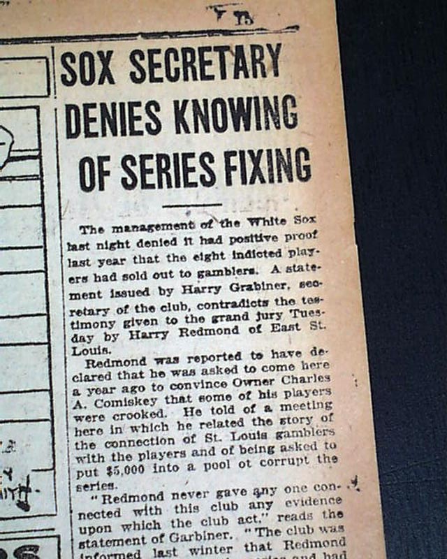 White Sox management denies knoswng of the Series fixing...