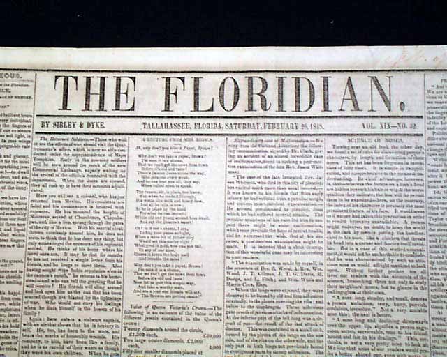 Early & rare from Florida... On the Mexican War... Early Mormon... -