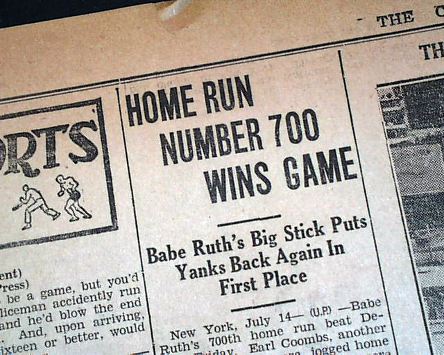 Babe Ruth Buys Back His 700th Home Run Baseball