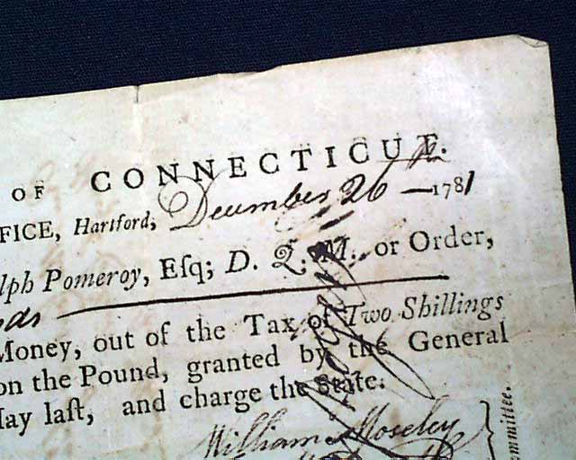 1781 Revolutionary War Military Pay Document...