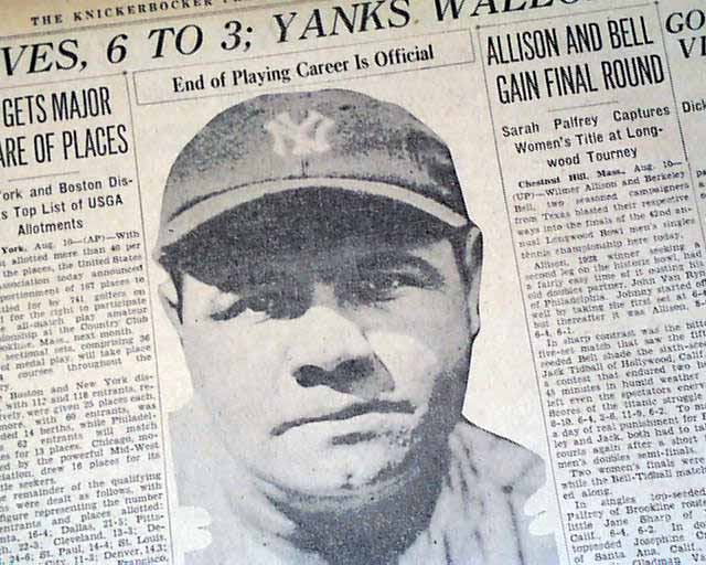 Babe Ruth retires from baseball in 1935 – New York Daily News