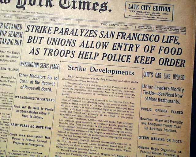 SAN FRANCISCO CA West Coast Waterfront Longshoreman's STRIKE 1934 Old ...