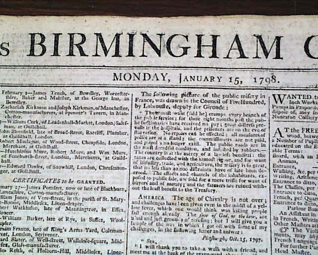 Birmingham newspaper with a "call to arms". 