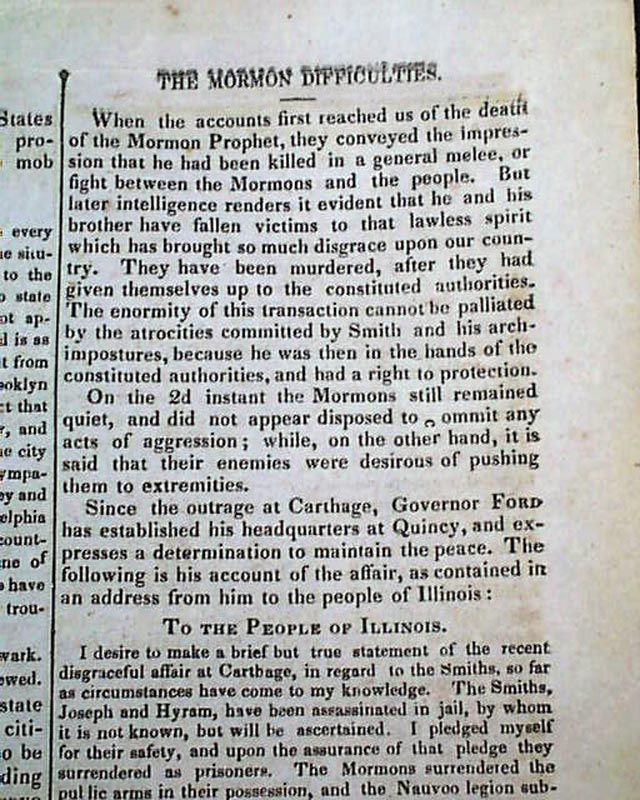 Details on the death of Joseph Smith...