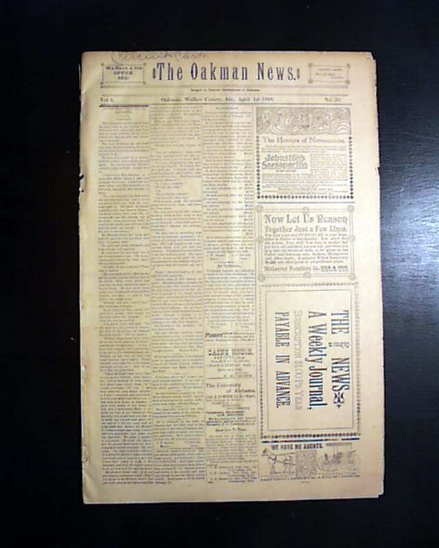 1898 Oakman, Alabama...