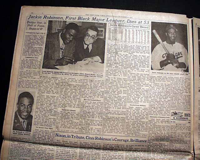 Death of Jackie Robinson... 1st AfricanAmerican to play MLB... 1st be