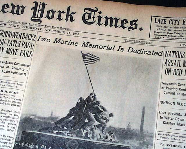 1954 Marine Corps War Memorial Iwo Jima Dedication Rarenewspapers Com