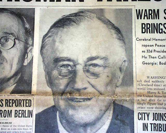 Franklin Roosevelt Death in 1945.... - RareNewspapers.com