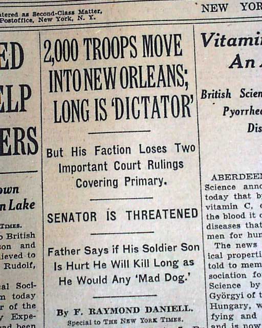 Huey Long Becomes Dictator Of Louisiana Rarenewspapers Com