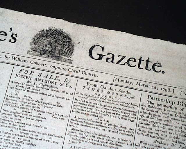Engraving of a porcupine in the masthead...