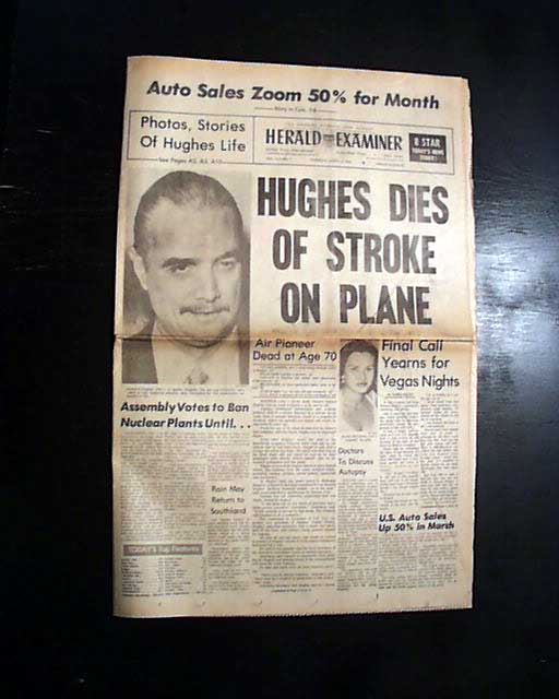 Death of Howard Hughes&hellip; - RareNewspapers.com