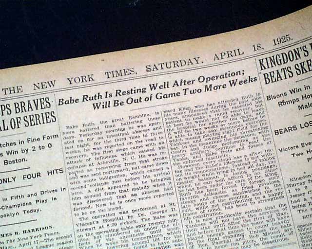 How Babe Ruth's hospital stay in 1925 led to today's baseball reporting -  Pinstripe Alley