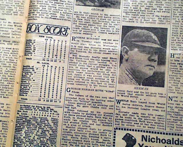 Babe Ruth Hist 3 Homers In A World Series Game 7866