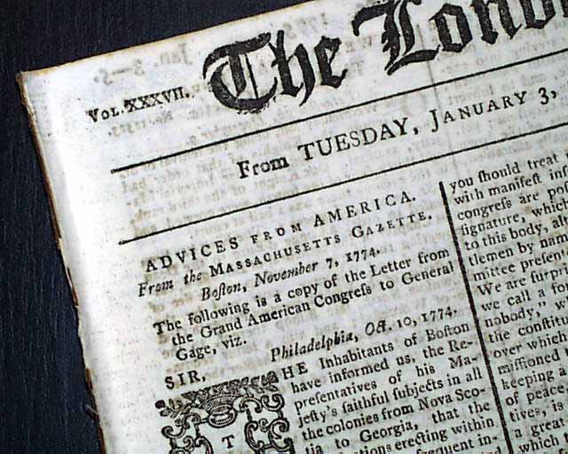 Great front page content on troubles between England & the colonies...