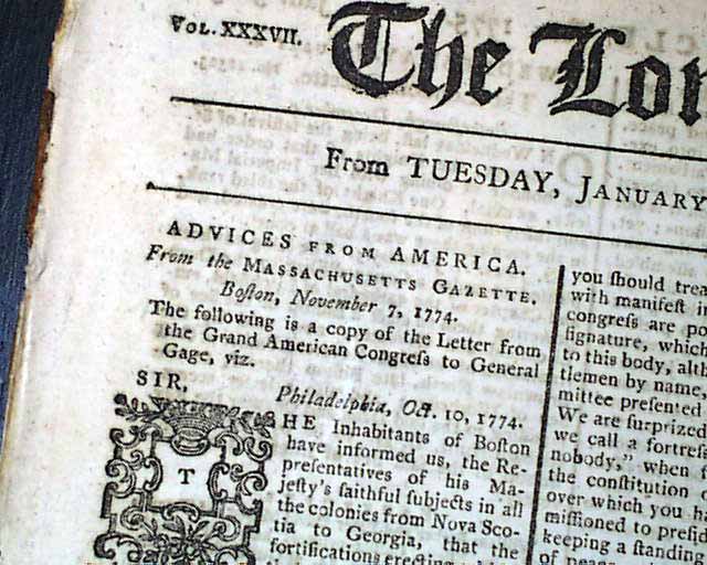 Great front page content on troubles between England & the colonies...