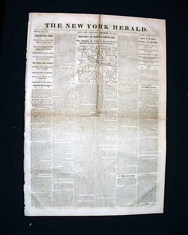 1862 Civil War Map Kinston NC...