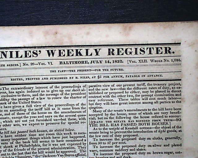Andrew Jackson vetoes the re-charter of the Bank of the United States ...