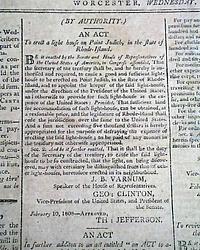 President Thomas Jefferson signs five Acts of Congress...