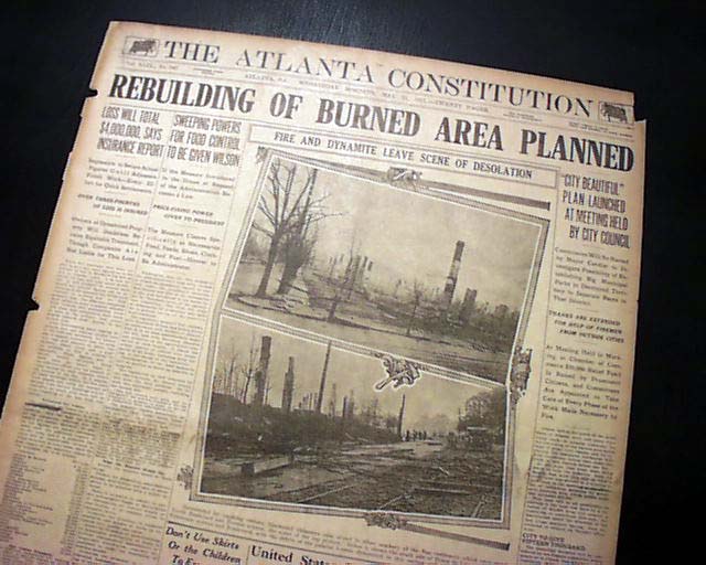 Atlanta Constitution front page: Great Fire of 1917