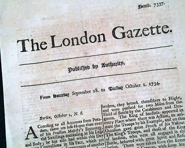 World's Oldest NEWSPAPER 1734 Gazette 270 YEARS OLD... - RareNewspapers.com